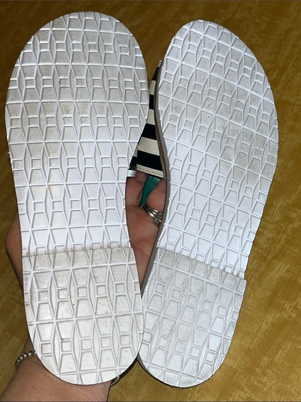 kate spade Black & White Stripe Pineapple Slide Sandals with Teal Leaves
